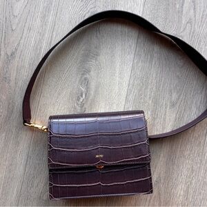 JW PEI Brown Croc-Embossed Crossbody Bag